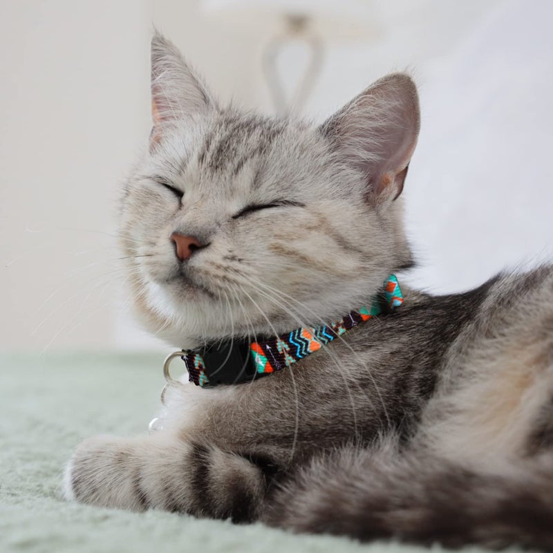 CollarDirect Cat Collar Breakaway with Removable Bell Set of 2 PCS Tribal Pattern Aztec Pet Safety Adjustable Kitten Collar - Image 3